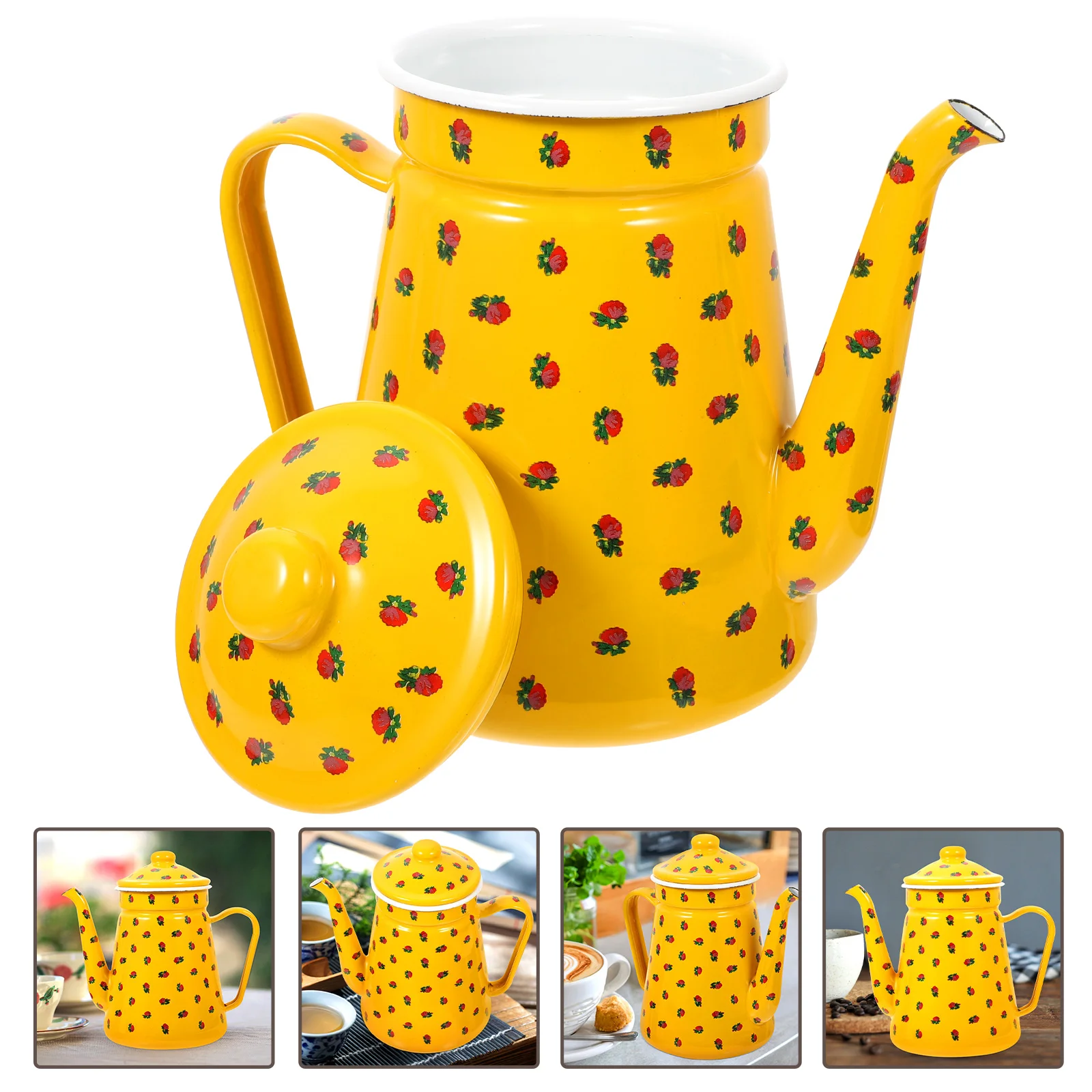 

Enamel Coffee Pot Thicken Teapot Multipurpose Pots for Party Water Kettle Camp Teakettle Loose House Retro Jug Milk