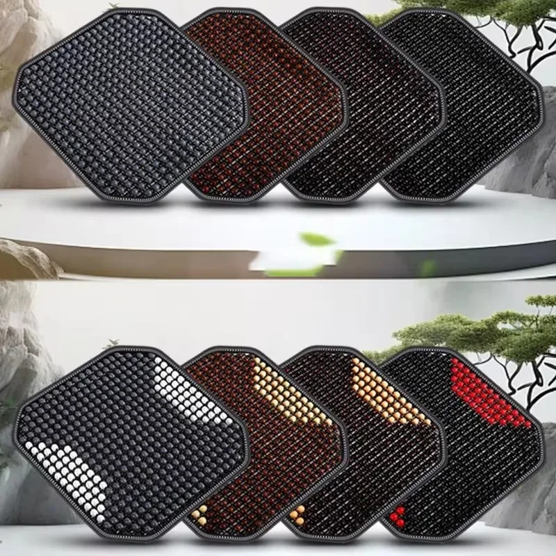 Summer Elegant Wooden Beads Seat Cushion,Cool and Breathable Comfortable Multi-occasion Use,Perfect for Car, Office
