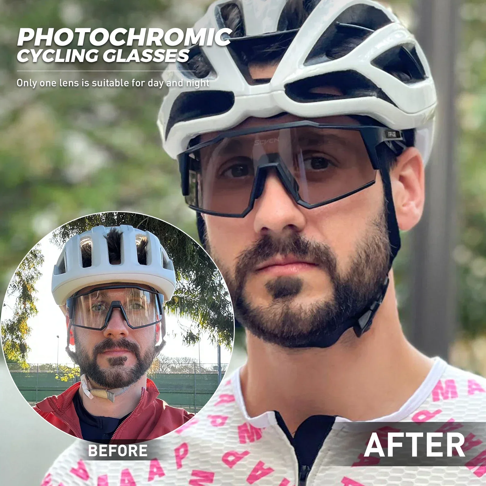 SCVCN Photochromic Bike Cycling Glasses MTB Bicycle