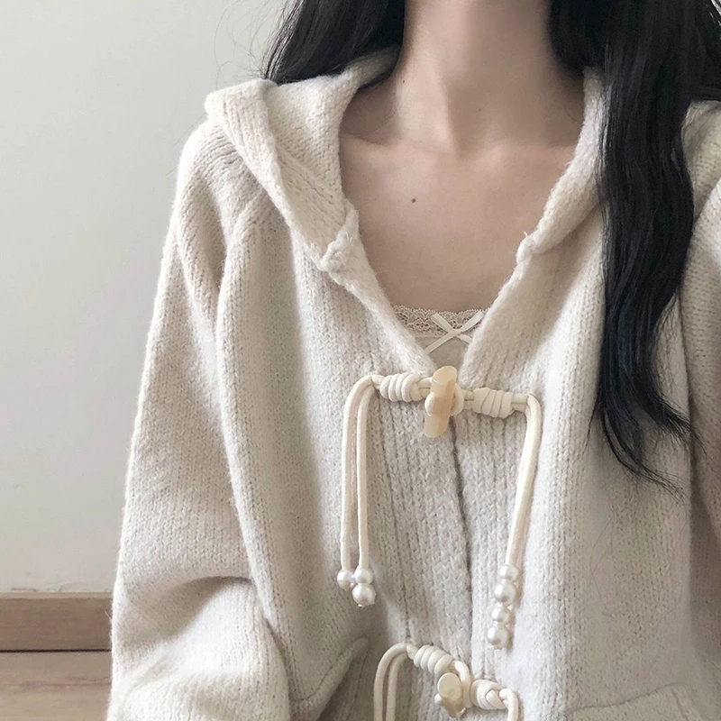 여성용 가디건 스웨터, 여성 패션 스트리트웨어, 루즈 니트 코트, 캐주얼 올매치 한국 후드 재킷, 가을 신상