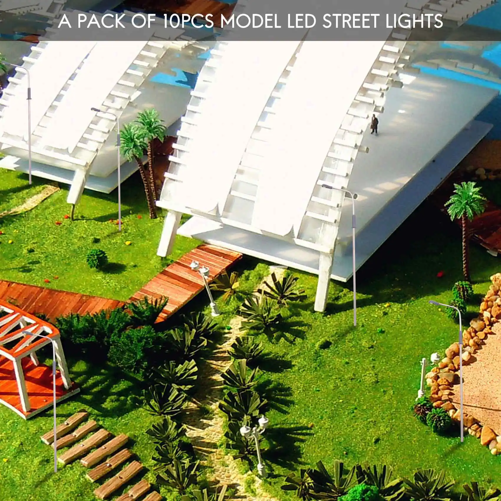 모델 LED 가로등 조명, 단일 헤드 기차 레이아웃, 풍경 1: 100, 10 개