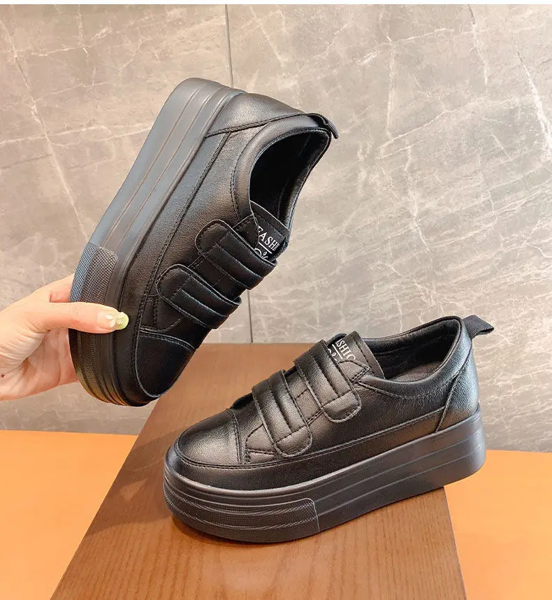 Women's 5cm Leather Wedge Sneakers - true deals club