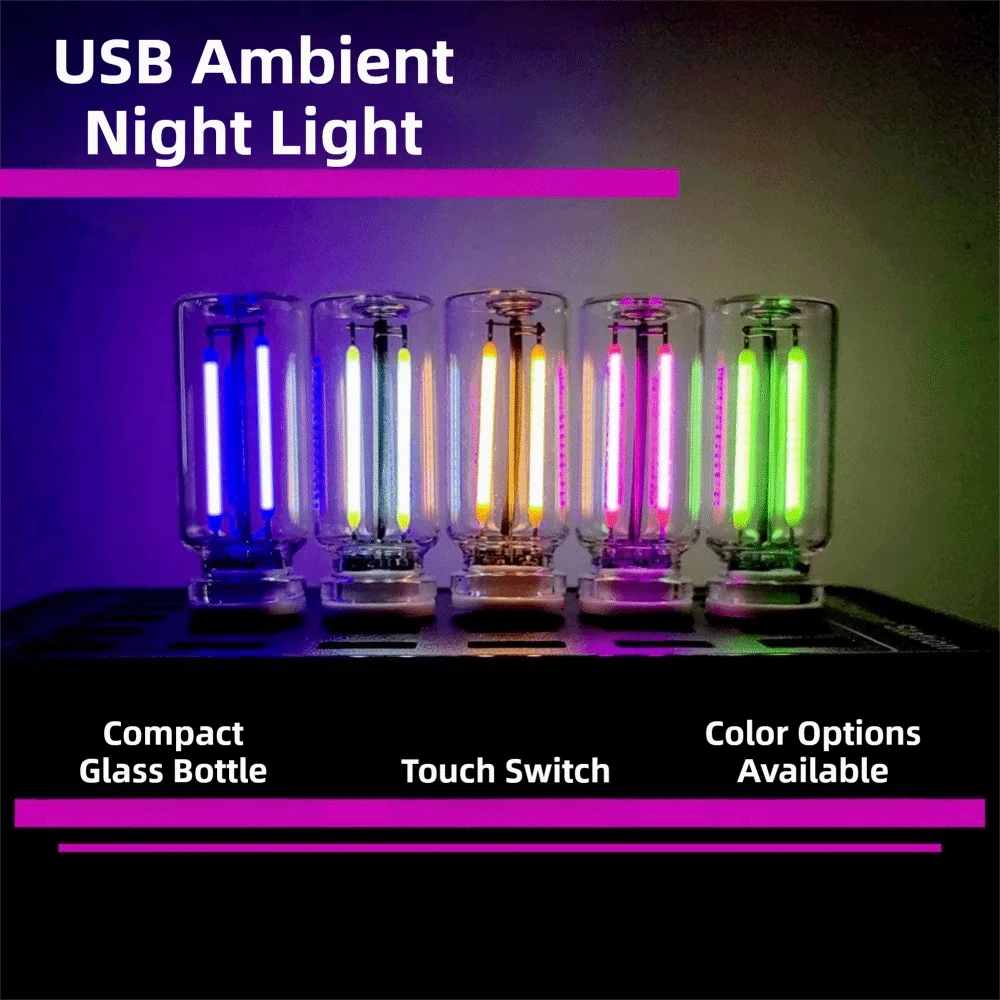 2Pcs 유리 소재 LED 필라멘트 유리 전구 터치 컨트롤 필라멘트 유리 터치 디밍 전구 눈 보호 USB LED 전구