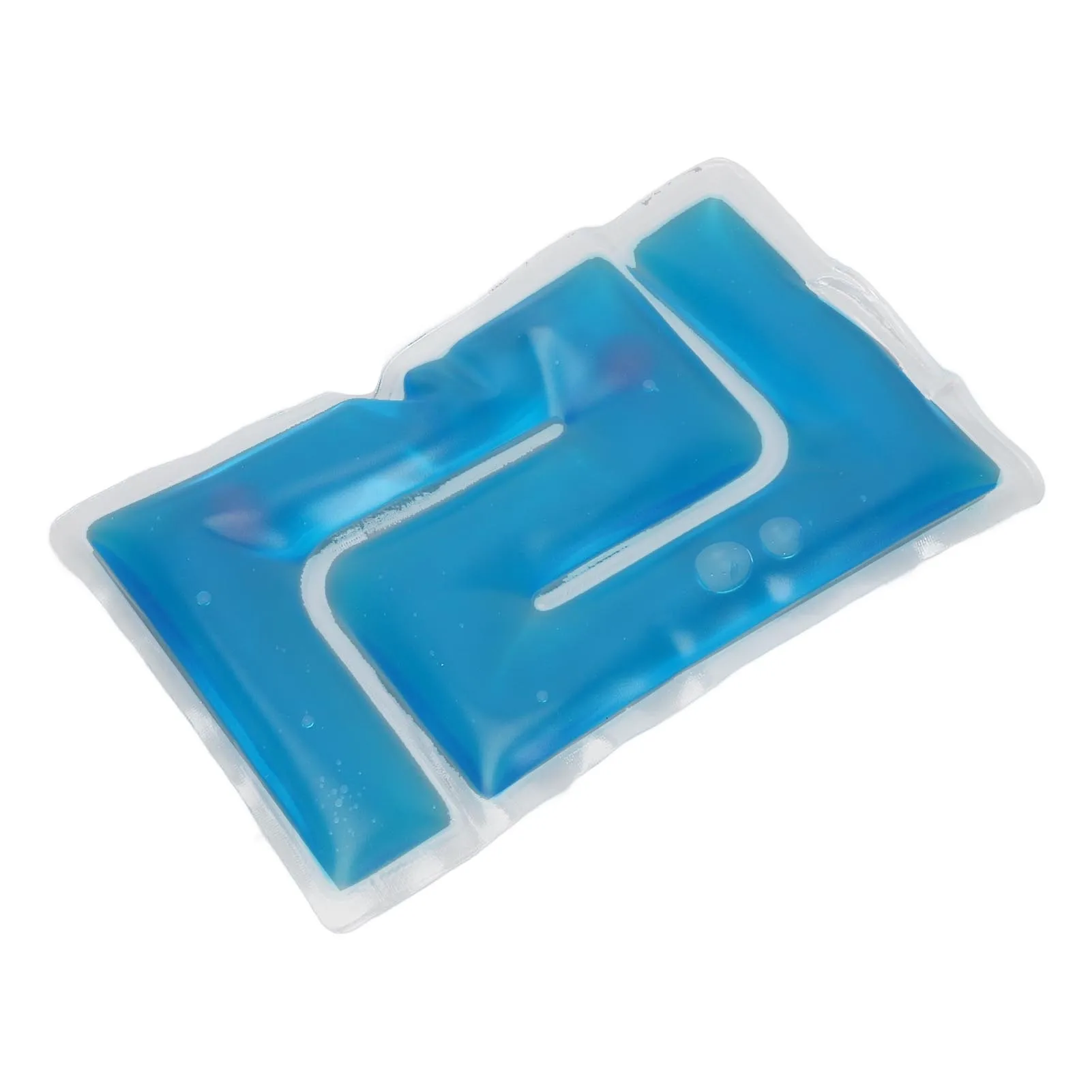 Image of a gel bead pack, possibly showing it being applied to a muscle or prepared for hot/cold use.