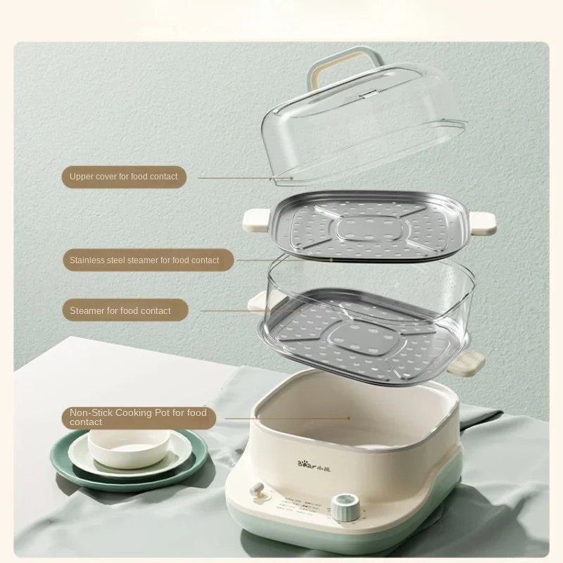 Electric Steamer Multi-Functional Timing Double Layer Steam Pot Breakfast Machine Steamed Vegetables Capacity Egg Steamer