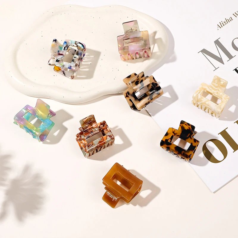 

Vintage Korean 3.5cm Acetic Acid Crab Clip Headwear Tortoiseshell Marble Print Small Hair Clip DIY Geometric Elegant Barrette