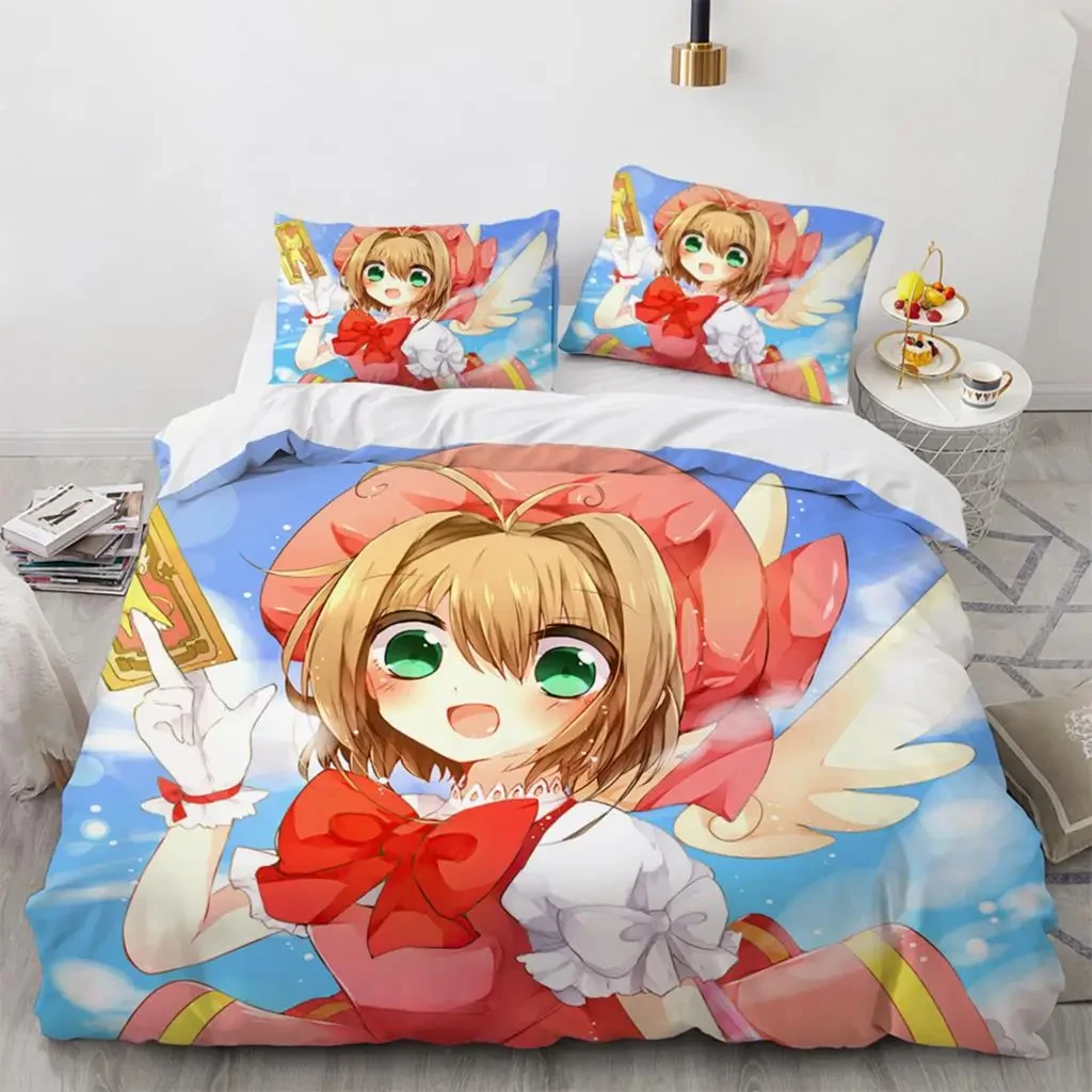 Anime Cardcaptor Sakura Bedding Set Boys Girls Twin Queen Size Duvet Cover Pillowcase Bed Kids Adult Fashion Home Textileextile