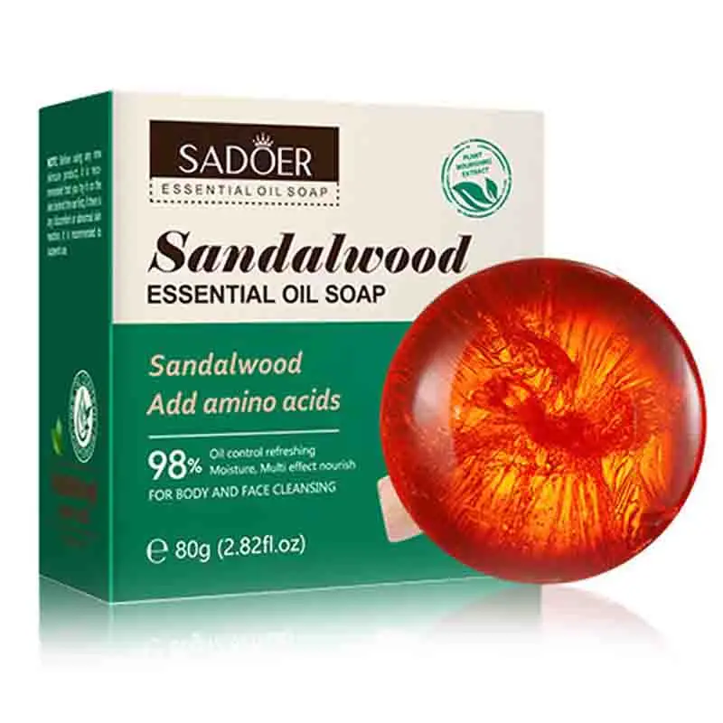 SADOER Sandalwood Facial Soap Face Wash Foam Facial Cleanser Face Whitening Moisturizing Anti-Aging Anti Acne Body Handmade Soap