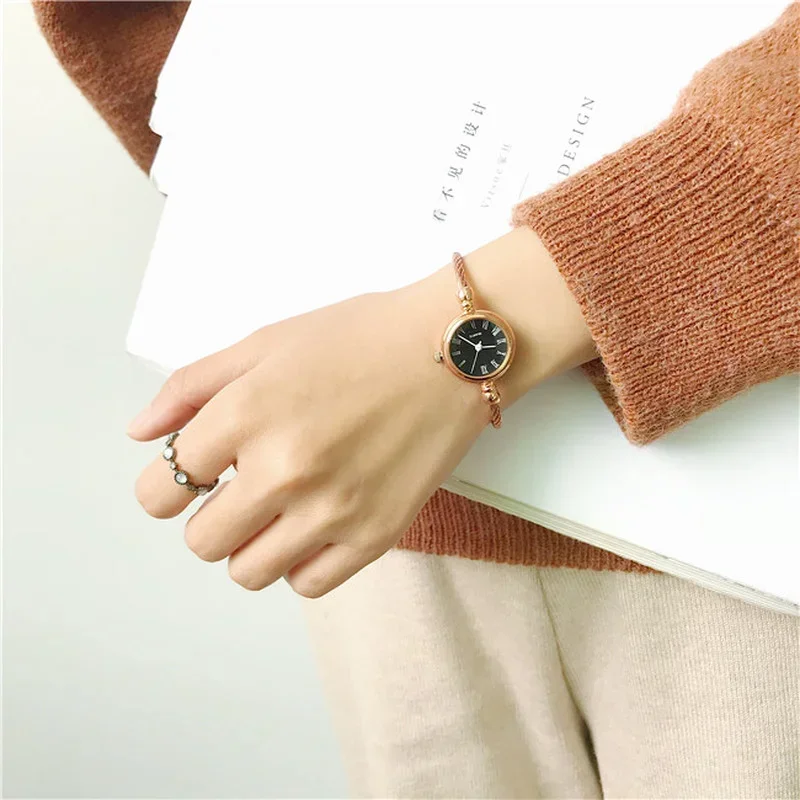 Luxury Fashion Gold Bangle Bracelet Women Watches Stainless Steel Retro Ladies Quartz Wristwatches Ulzzang Brand Small Clock 4