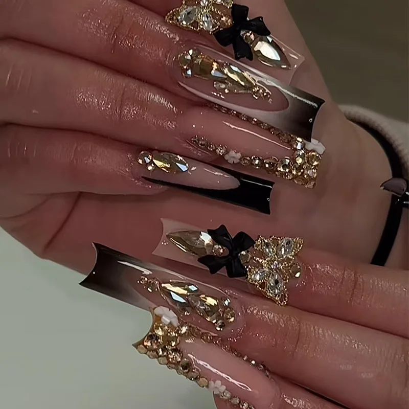 24pcs Y2k Long Coffin False Nails - Elegant Design