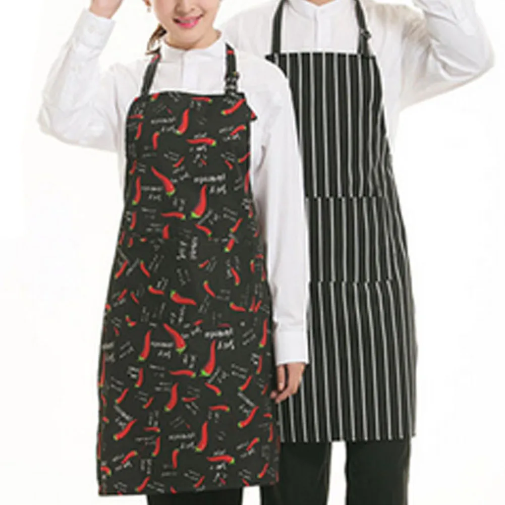 New Adjustable Apron For Men Women Striped Hotel Restaurant Chef Waiter Waitress Baking Aprons With Pockets Kitchen Cook Uniform