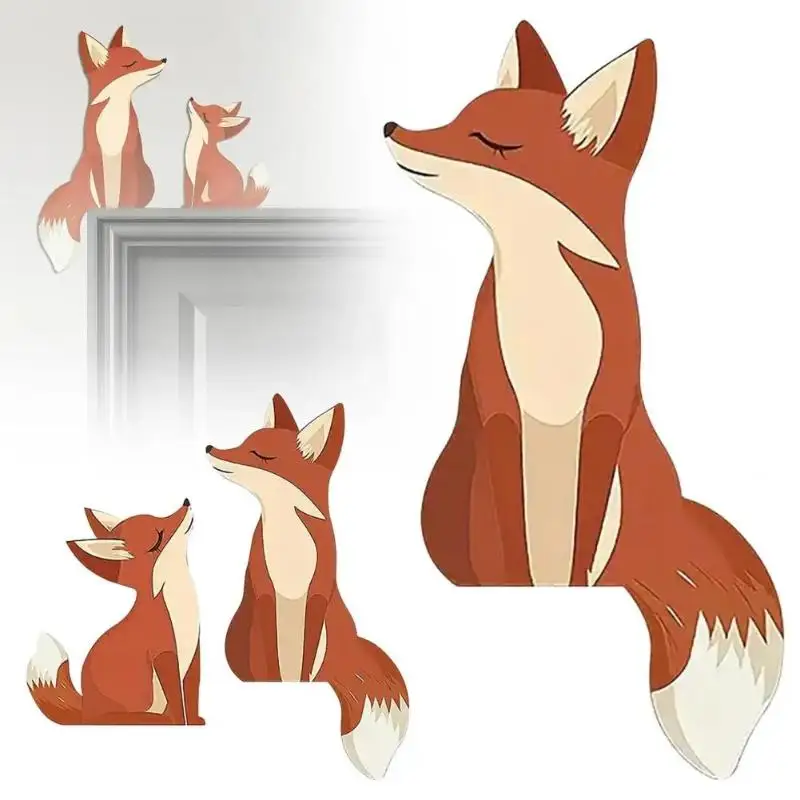 2 Cute Fox Wooden Wall Art Decorations, Cute Fox Door Decorations, Wall And Corner Decorations, Switch Panel Covers, Home Decor