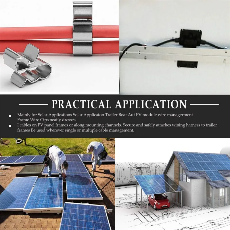 Inoxidável Braçadeira Fotovoltaica PV Cabo Clipes Trailer