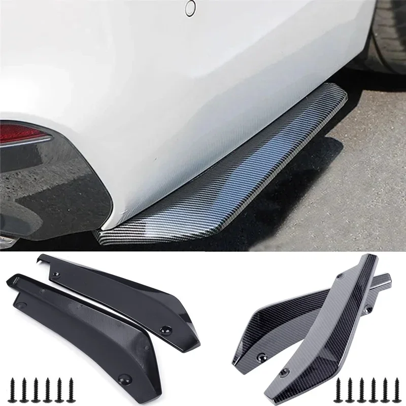 2pcs Car Bumper Spoiler Front Rear Lip Anti-collision Scratch Protector Universal Car Carbon Fiber Winglets Side Skirt Extension