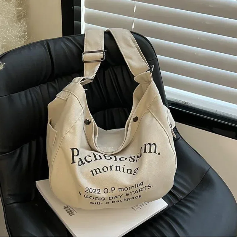 

Letter Canvas Bag Female 2023 New Fashion Versatile Bag Student Class Large Capacity Crossbody Bag Mobile Phone Bags Travel Bags