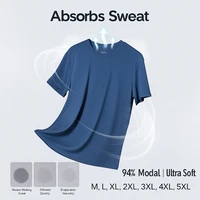 T-shirt à Manches Courtes et Col Ras du Cou pour Homme, 94% Modal, 6% IQUE dex, Solide, Sous-Vêtements Décontractés, Marque de Haute Qualité, Vêtements d'Été, Nouveauté 4