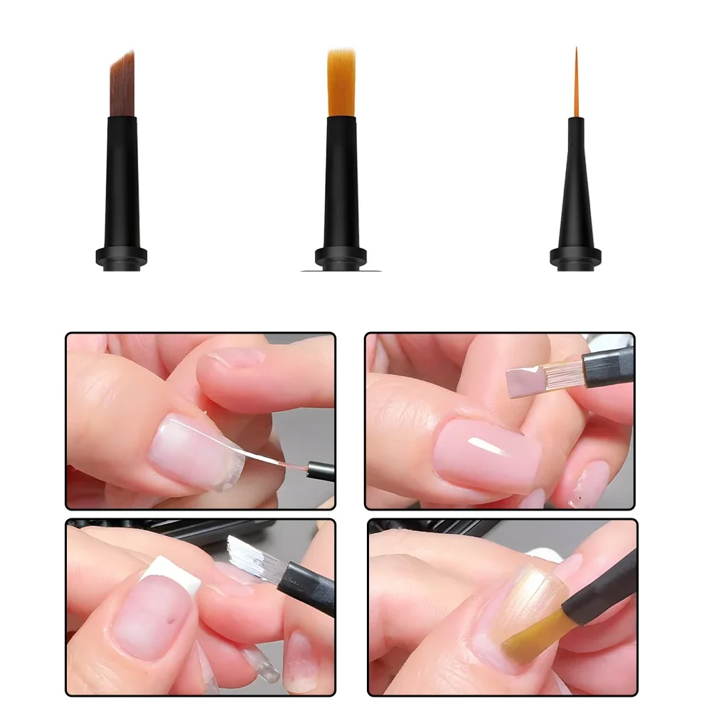 1 Set Manicure Replacement Penset Simple Press To Replace 12 Brush Heads Nylon Hair Drawing Pen Phototherapy Nail Brush Tool 3