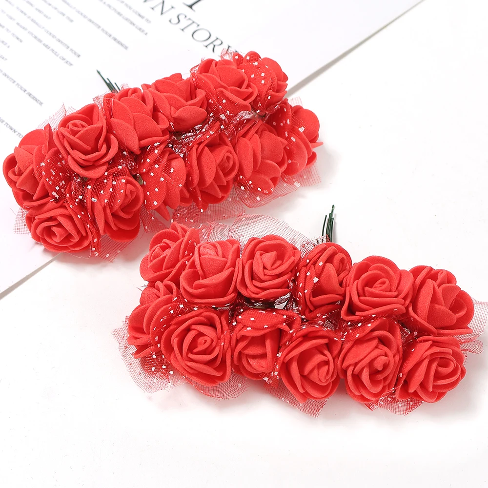 Mini Rose Artificial Flowers Bouquet - Foam Florals for Wedding & Home Decor, DIY Crafts, and Gifts (144 Pieces)