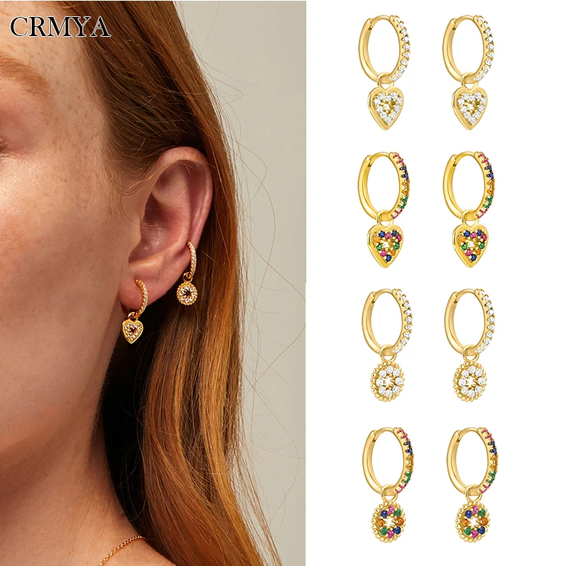 

CRMYA Multicolor CZ Zircon Dangle Earring for Women Gold Silver Filled Piercing Drop Earrings 2022 Fashion Jewelry Wholesale