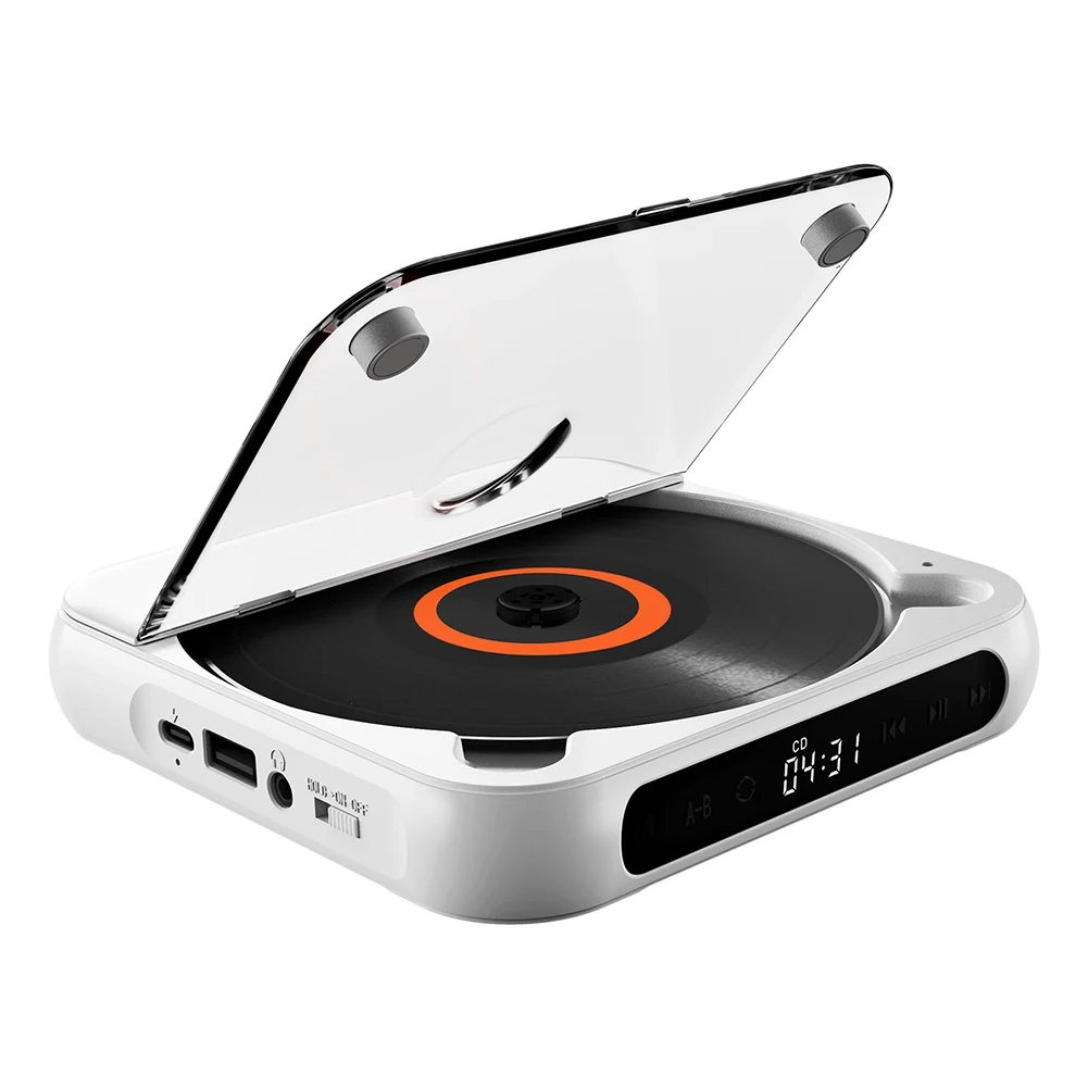 블루투스 호환 자동차 CD 플레이어, USB AUX 재생, 1200 mAh 배터리, 개인 CD 플레이어, 친구 가족 학생 선물