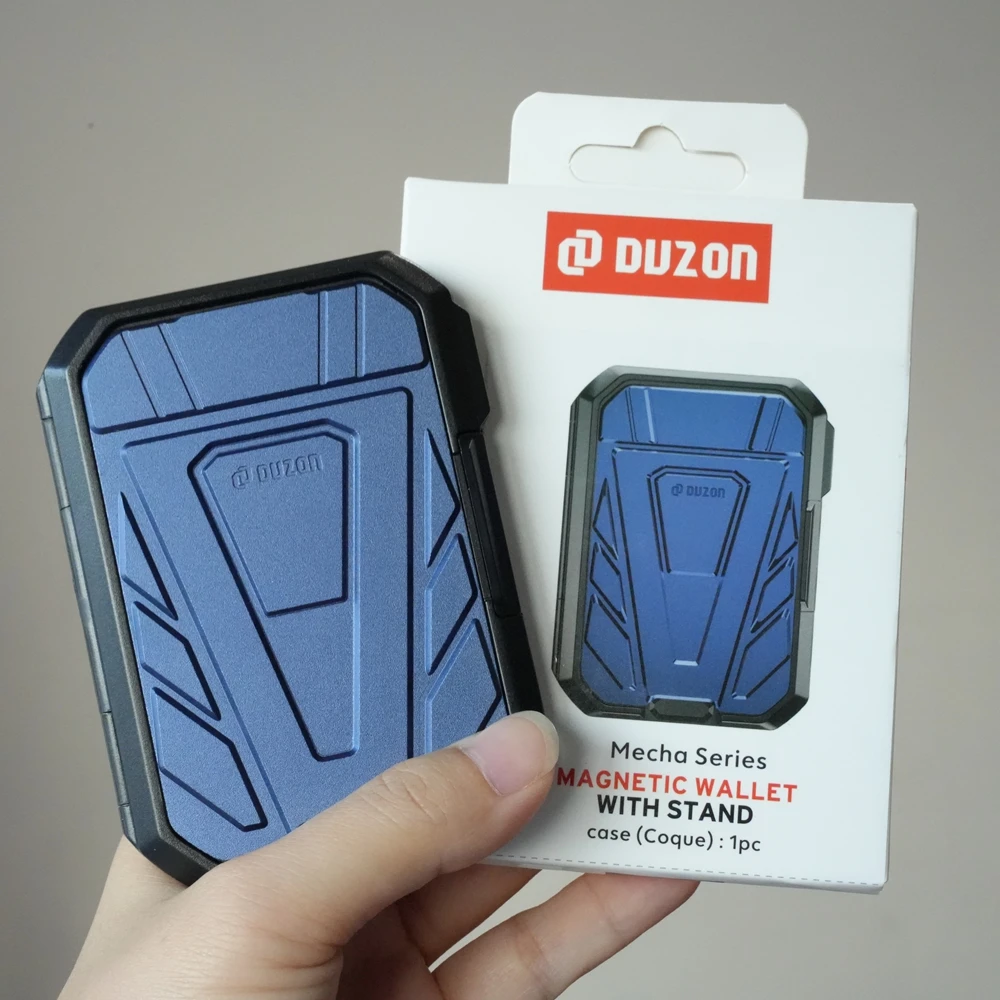 DUZON Armor Magnetic Wallet with Detachable 3-Slot Card Holder and Adjustable Kickstand