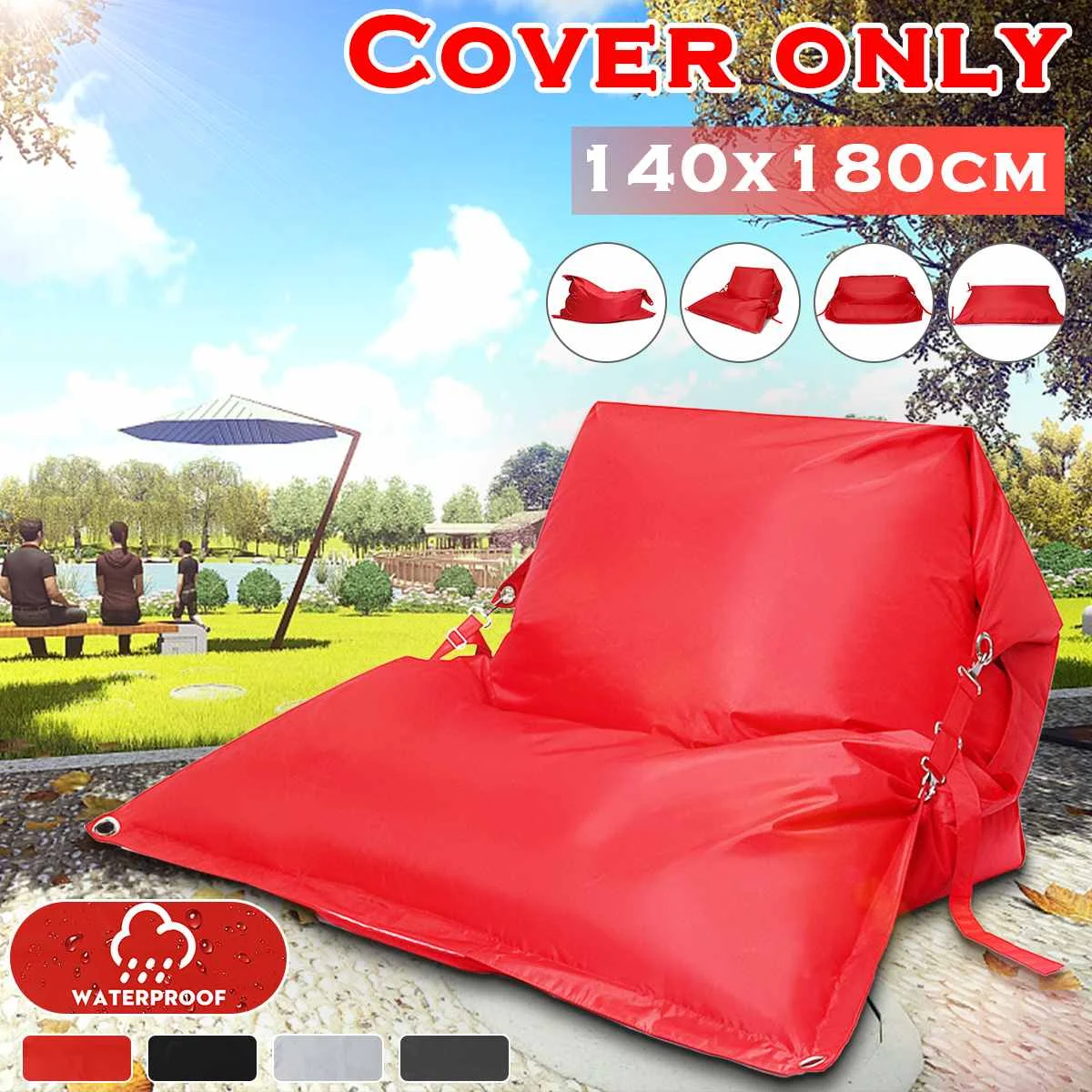 Waterproof BeanBag Sofa Cover Chairs NO Filler Adjustable 420D Oxford Lounger Seat Bean Bag Puff Couch Tatami 180cm Home Outdoor