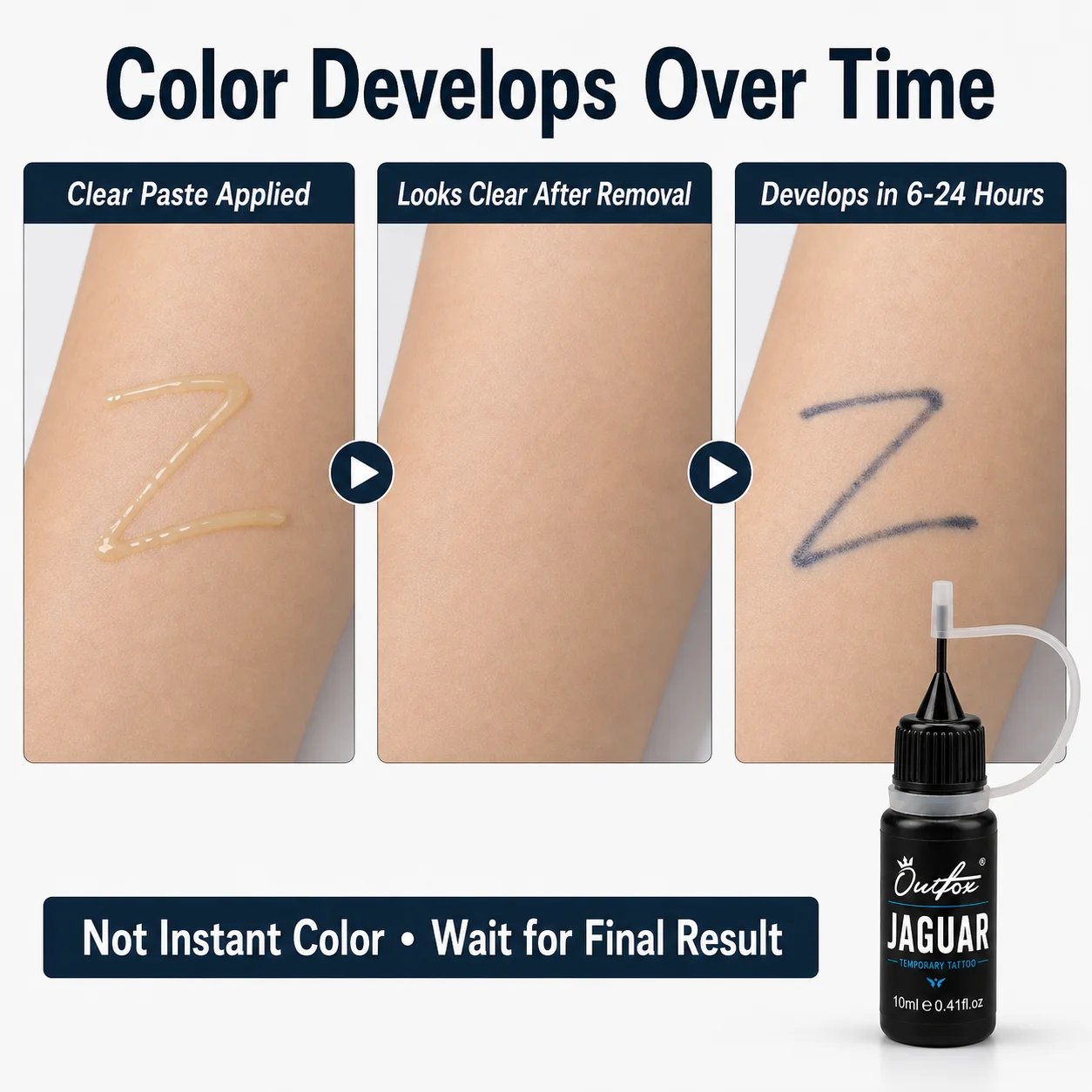 Tatuaggio Temporaneo Trasparente in Gel con Estratto di Gardenia, Stile Henna Jagua, per Body Art Fai da Te, Design Blu Nero per la Pelle, 10ml - immagine 3