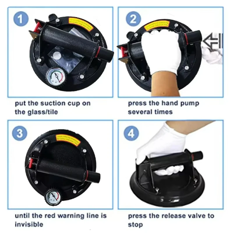 8 Inch 250KG Air Pump Vacuum Suction Cups Hand Pump Sucker Lifted Magnets Handling Tools