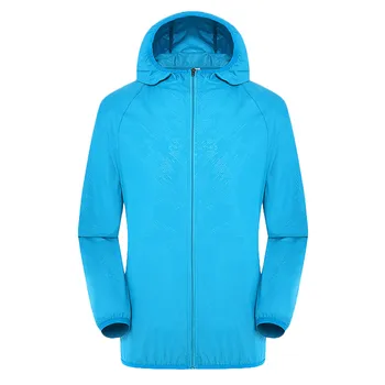 Men Women Waterproof Sun Protection Casual Jackets Solid Color Outdoor Camping Rain Coat Ultralight Quick-Drying Hooded Outwears 2