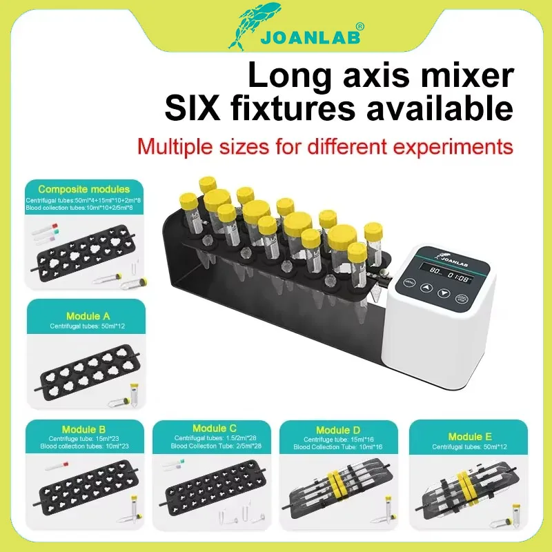 JOANLAB Long Axis Rotary Mixer 1.5/2/15/50ml Blood Mixer 360&deg;Disc Tilt Type Shaker Rotator Laboratory Equipment 20~80rpm