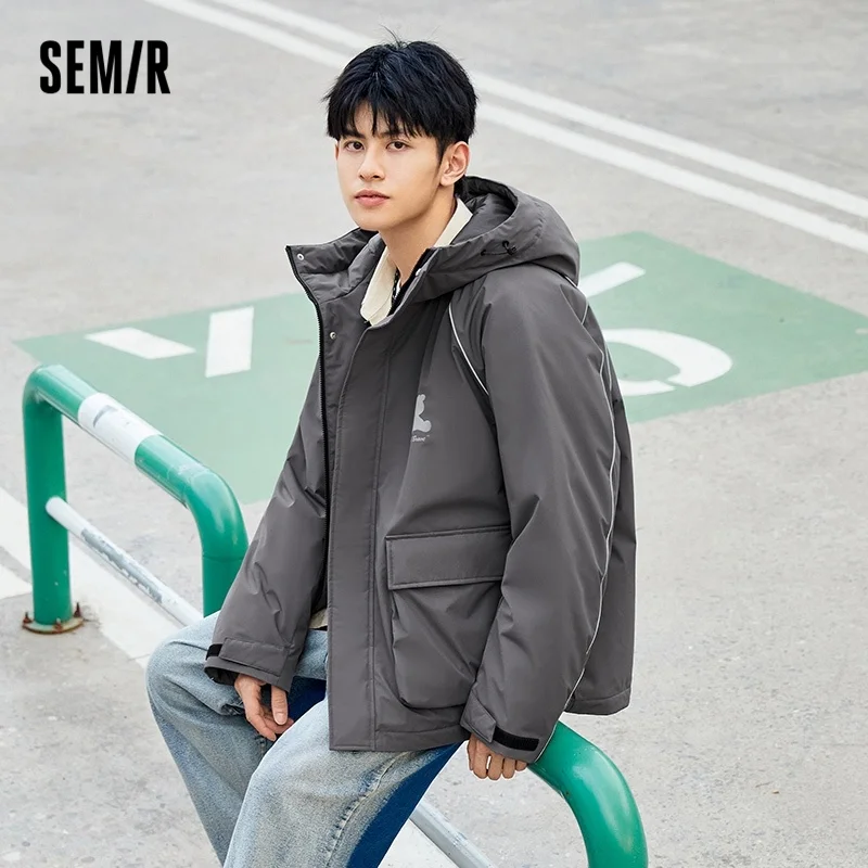 

Down Jacket Men Winter New Reflective Bear Pattern Oversize Hooded Men'S Thick Coat
