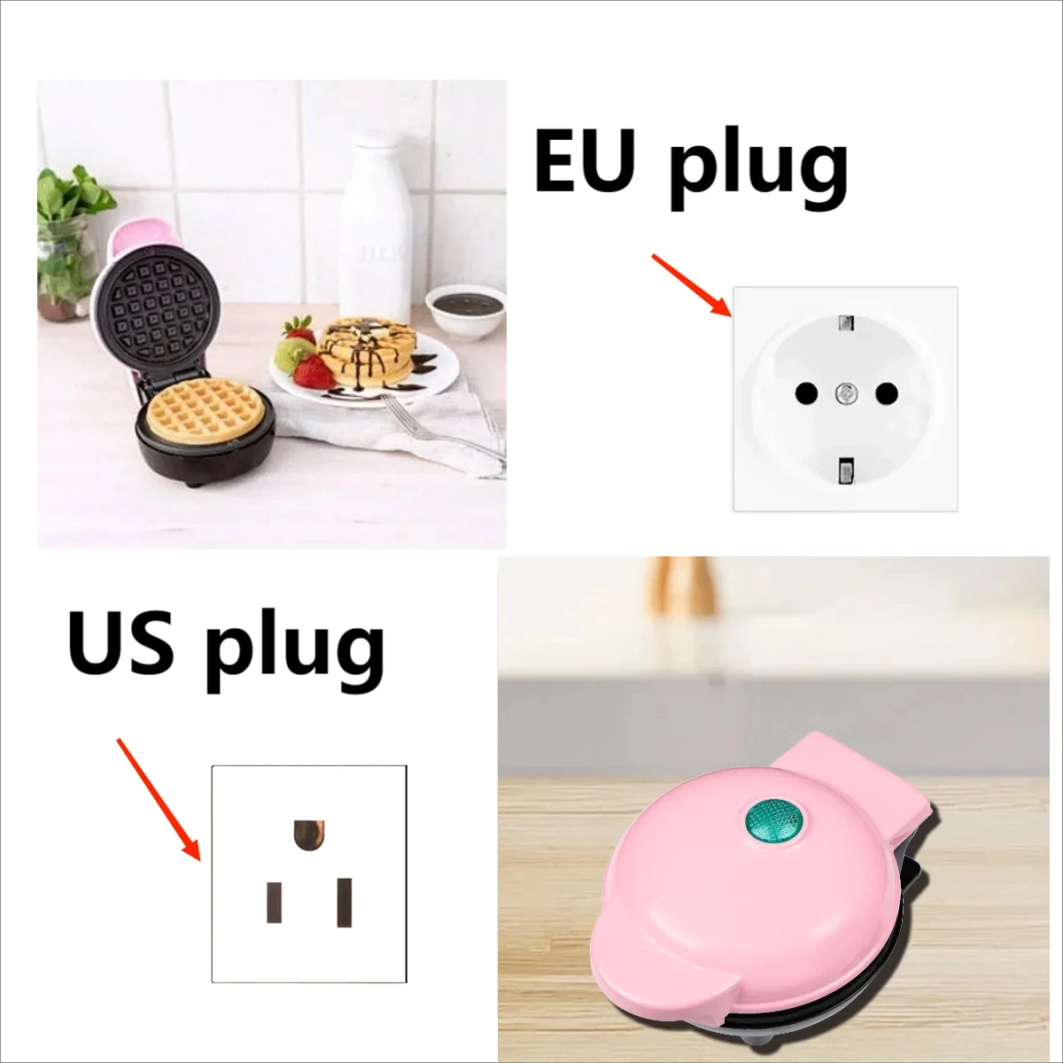 Sandviç Kek Pişirme Tepsisi, Ev Kahvaltı Elektrikli Fırın Tavası, Tam Otomatik Çok Fonksiyonlu Mini Waffle Bisküvi Makinesi