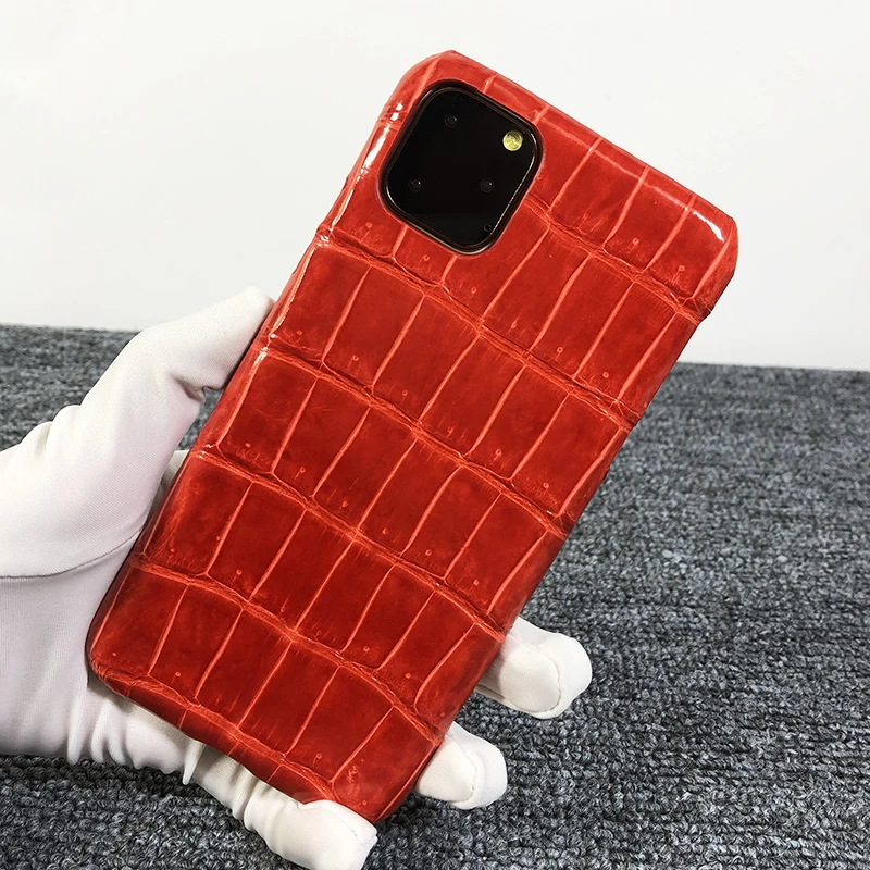

Natural Crocodile Belly Skin Case For iPhone X XR XS 11 12 13 14 15 Pro Max Plus Real Genuine Alligator Cayman Leather Cover