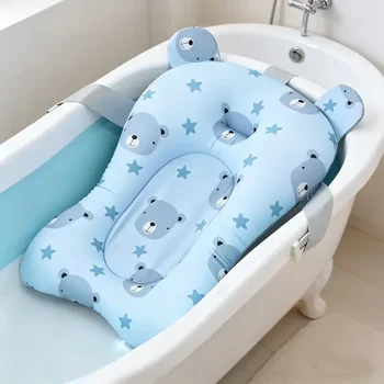 Tappetino di Supporto Regolabile per Vasca da Bagno, Sedile Galleggiante Pieghevole per Neonati, Cuscino di Sicurezza per Doccia e Bagno