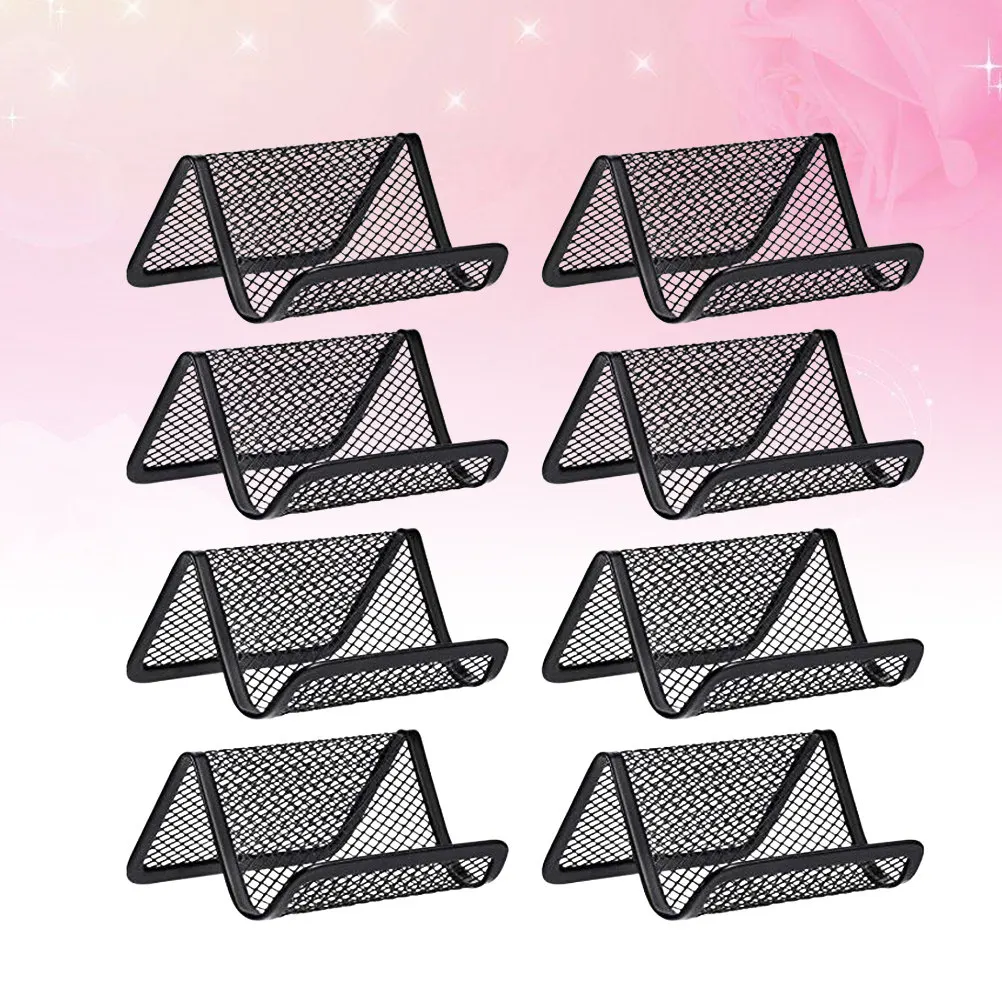 8Pcs 절묘한 수제 철 명함 홀더 이름 주최자 카드용 금속 데스크탑 케이스 ID 신용 카드 사무실 홈