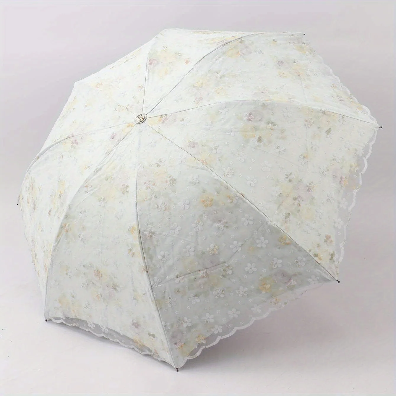 Double Layer Lace Printed Sun Umbrella Vinyl Sun Protection Uv Small