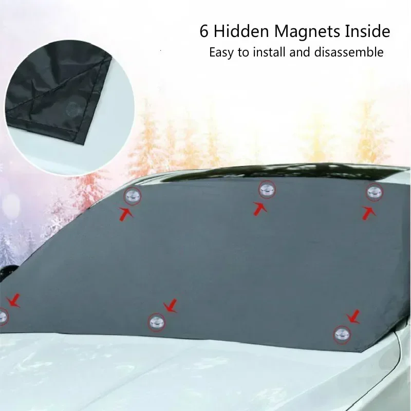 Car Snow Shield Sunshade Cover Car Windshield Snow Sun Shade Waterproof Protector Automobile Magnetic Cover Car Front Windscreen