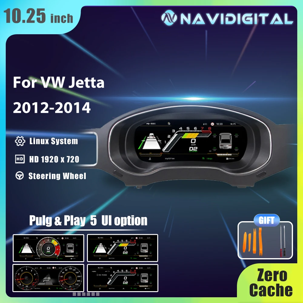 Paneel-Instrumento de Radio Lcd, cabina de mando para VW Jetta 10,25, 13, 14 años, modificación automática, tablero Digital, 2012 pulgadas