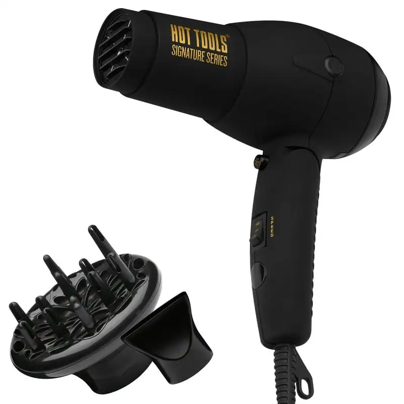 

Pro Signature 1875W Travel Size Ionic Hair Dryer, Black with Concentrator & Diffuser