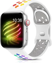 Enhanced Silicone Sport Strap - S11 - 42mm (White colorful)