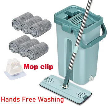 Hands-free Wash Floor Squeeze Mop with Bucket Sewage Separation Wet and Dry 360 ° Clean Flat Mops Set Home Cleaning Tools 1