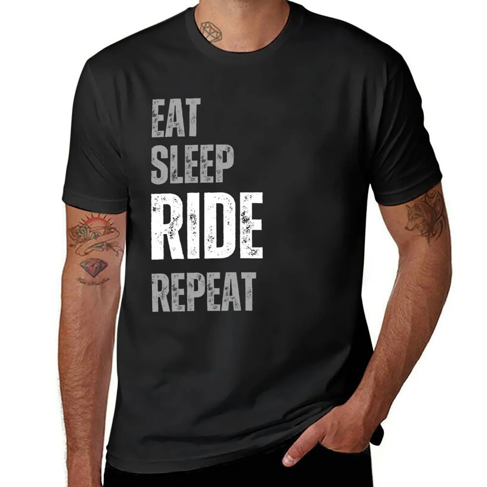 

eat sleep ride repeat T-shirt quick-drying graphics oversizeds customs design your own plain black t shirts men