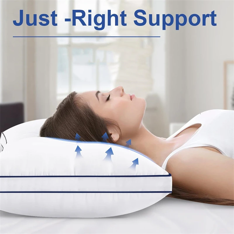 Luxurious Goose Down and Feather Pillow 1 Piece Neck Pillows for Sleeping Home Bed Pillow for Stomach or Side Sleeper Multi Size 3