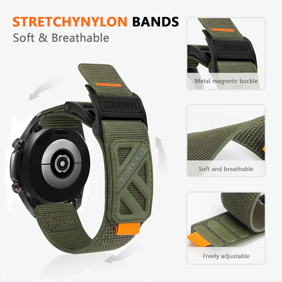 Magnetic Buckle Nylon Strap: Universal Replacement