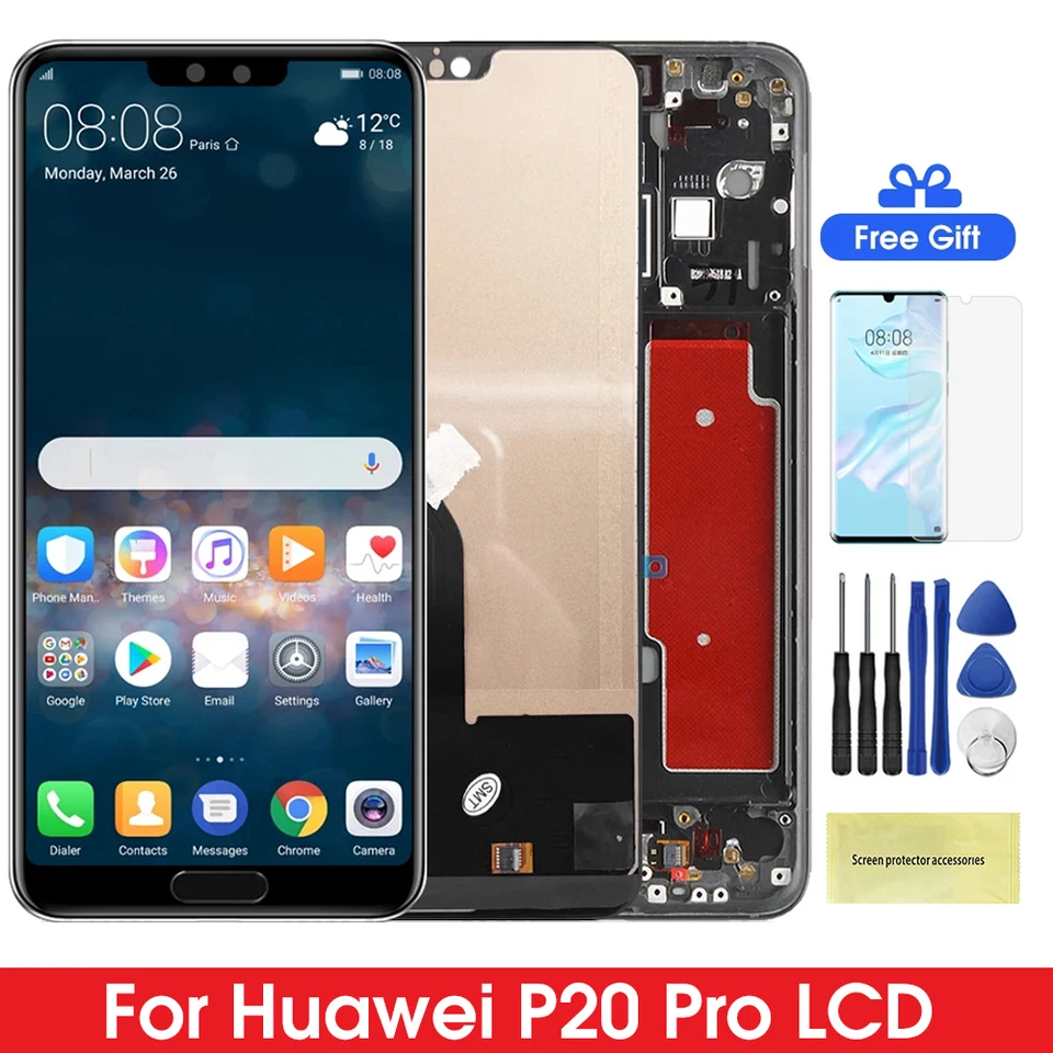 It'Go Display voor Huawei P20 Pro CLT-L29 6,1 inch LCD-scherm, vervanging touchscreen met gereedschap, zwart, hoge kwaliteit