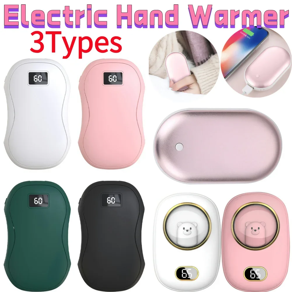 2400mAh Electric Hand Warmer Reusable Warmer Hand Digital Display USB Rechargeable Power Bank for Winter Camping Hunting Outdoor