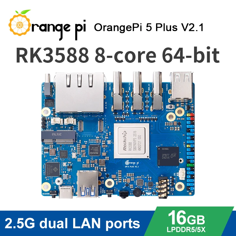 AvaCoreOrange Pi 5 Plus V2.1 버전 16GB RAM 개발 보드 RK3588 PCIE 모듈 외부 WiFi-BT SSD 8K Orange Pi5 Plus