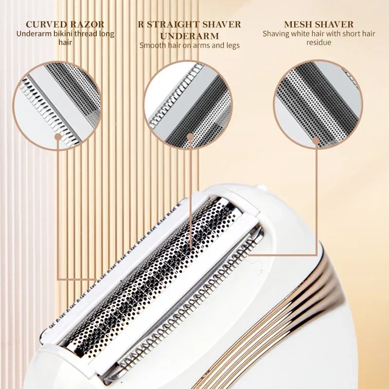 2-in-1 elektrischer Epilierer für Damen: Haartrimmer, Rasierer, Bikinizone, Achseln, Arme, Beine, Intimbereich._voghion.com