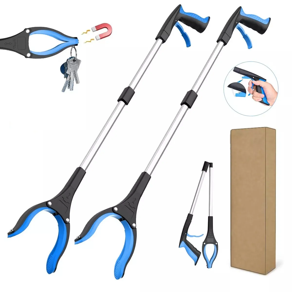 1-Pack 34 Inch Extra Long Grabber Reacher with 360°Rotating Jaw & Magnet Foldable Pickup Mobility Aid Reaching Assist Tool 1-Pack 34 Inch Extra Long Grabber Reacher with 360°Rotating Jaw & Magnet Foldable Pickup Mobility Aid Reaching Assist Tool