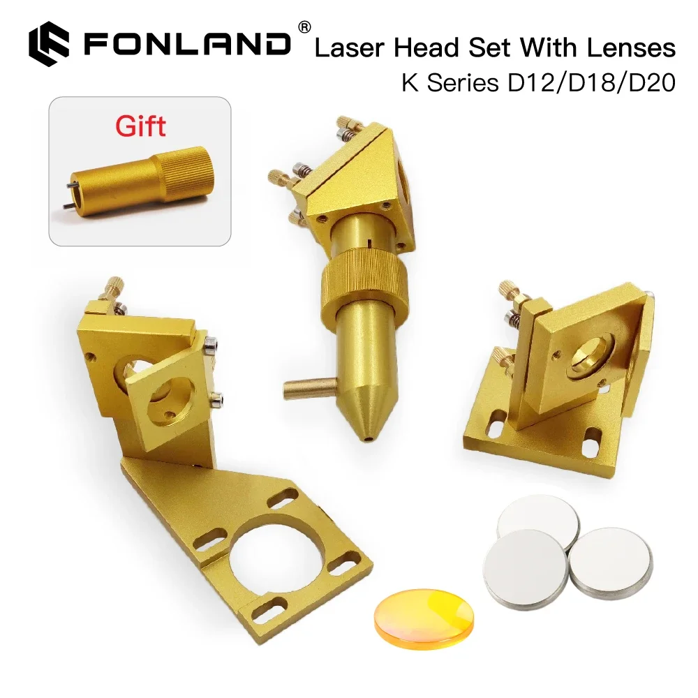 

Fonland K Series CO2 Laser Head Set D12 18 20 FL50.8mm Lens for 2030 4060 K40 Laser Engraving Cutting Machine Fast Shipping